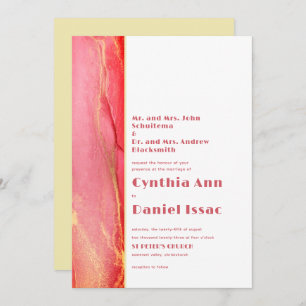 Invitación moderna de casamiento amarillo rosa y s