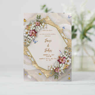 Invitación moderna de casamiento con jardín [perso