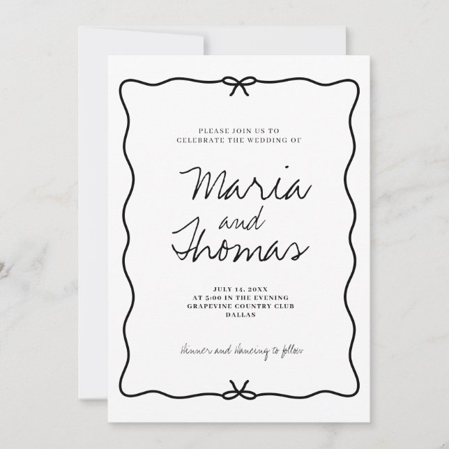 Invitación moderna de casamiento con mano (Anverso)