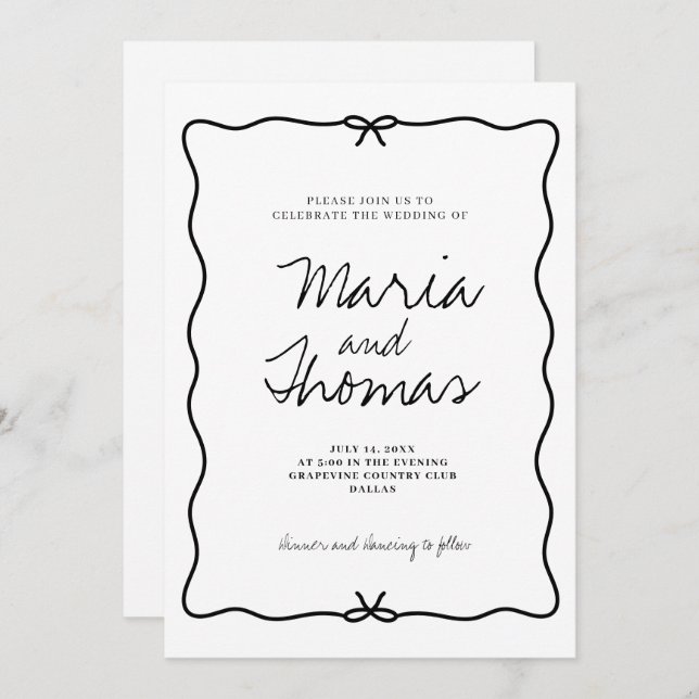 Invitación moderna de casamiento con mano (Anverso / Reverso)