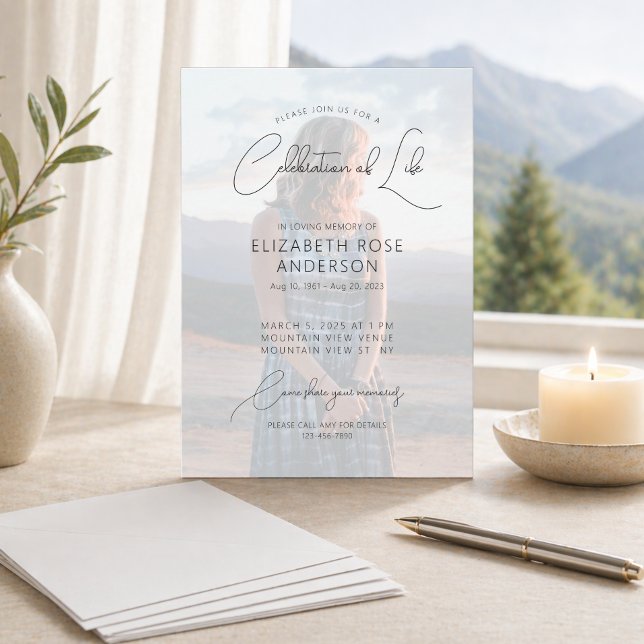 Invitación moderna de celebración de vida con foto (Subido por el creador)