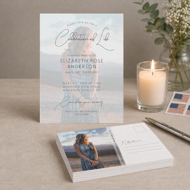 Invitación moderna de celebración de vida con foto (Subido por el creador)