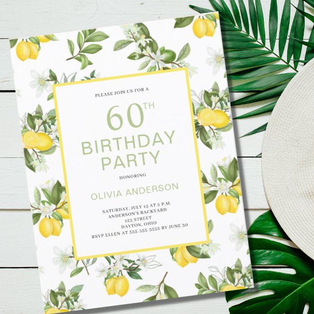 Invitación moderna de cítricos limón de cumpleaños (Subido por el creador)