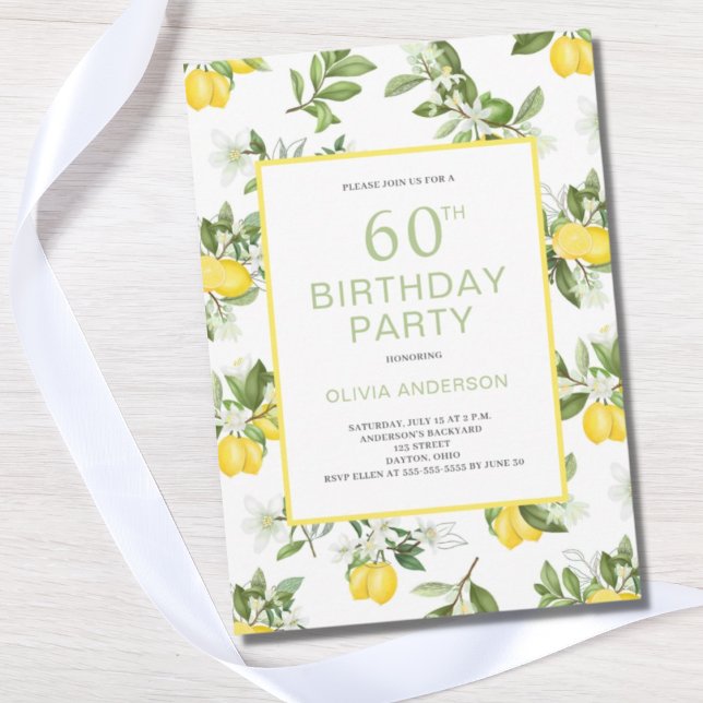 Invitación moderna de cítricos limón de cumpleaños (Subido por el creador)
