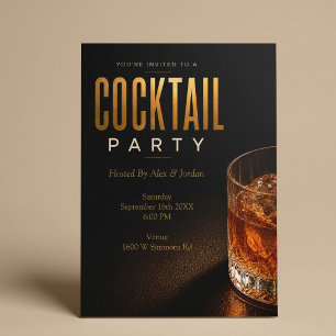 Invitación moderna de cóctel de oro para fiesta