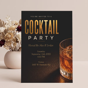 Invitación moderna de cóctel de oro para fiesta
