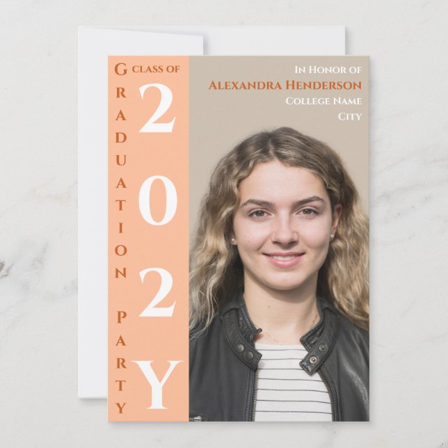 Invitación moderna de código QR de graduación beig (Anverso)