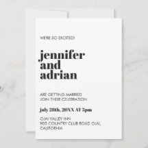 Invitación moderna de color blanco retro moderno