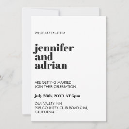 Invitación moderna de color blanco retro moderno