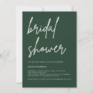 Invitación moderna de color verde bosque profundo 
