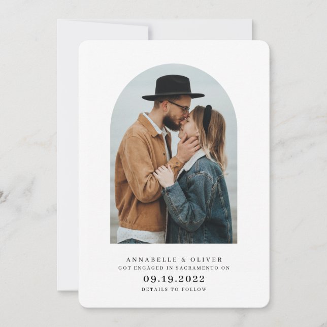 Invitación moderna de compromiso de fotografía Min (Anverso)