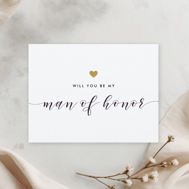 Invitación Moderna de Corazones de Oro Sé Mi Hombr (Subido por el creador)