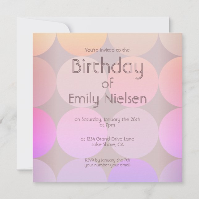 Invitación moderna de cumpleaños (Anverso)