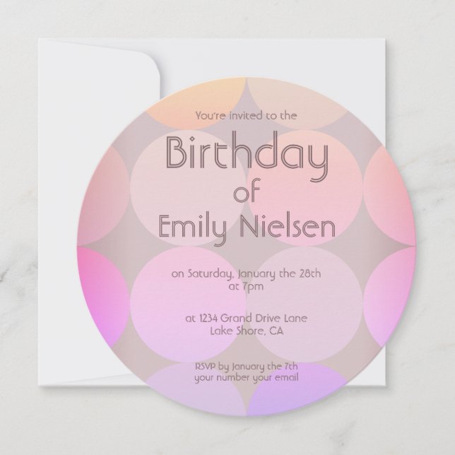 Invitación moderna de cumpleaños (Anverso)