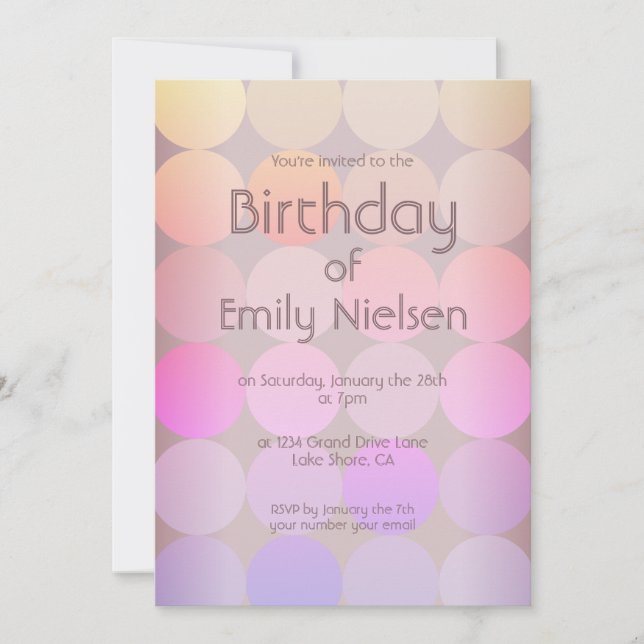 Invitación moderna de cumpleaños (Anverso)
