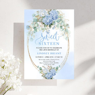 Invitación Moderna de Cumpleaños 16 con Floral Azu
