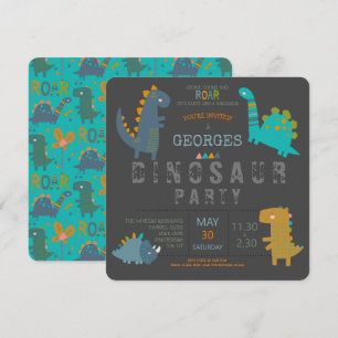 Invitación moderna de cumpleaños con dinosaurio ad