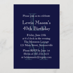 Invitación moderna de cumpleaños monogramada (mari