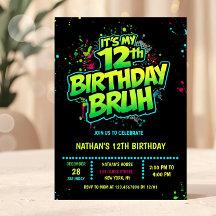 Invitación moderna de cumpleaños número 12 de chic