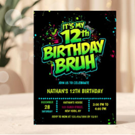 Invitación moderna de cumpleaños número 12 de chic