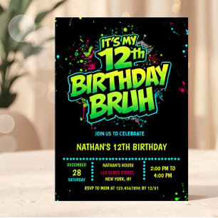 Invitación moderna de cumpleaños número 12 de chic