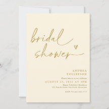 Invitación moderna de despedida de soltera dorada 