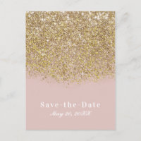 Invitación moderna de destellos rosa y dorado para