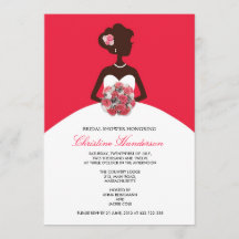 Invitación moderna de ducha de novia roja
