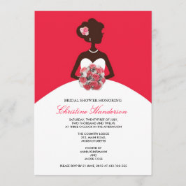 Invitación moderna de ducha de novia roja