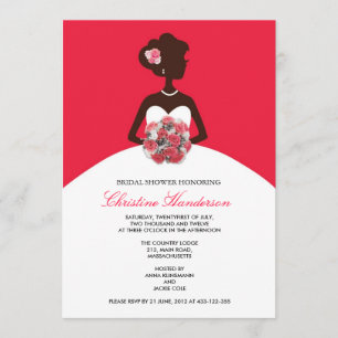 Invitación moderna de ducha de novia roja