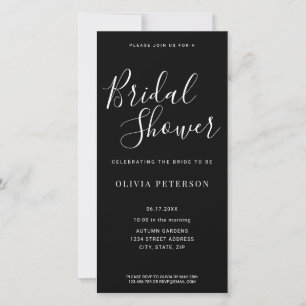 Invitación moderna de ducha de novias en blanco y