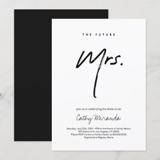 Invitación moderna de ducha de novias en blanco y
