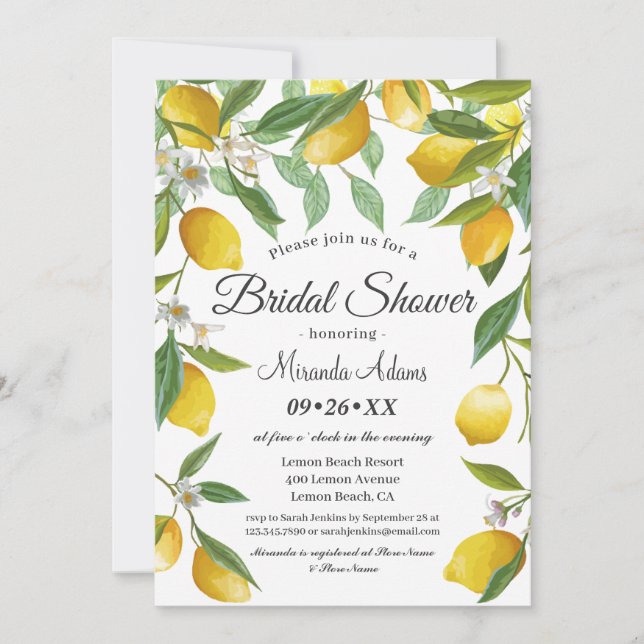 Invitación moderna de ducha de novias en verano de (Anverso)