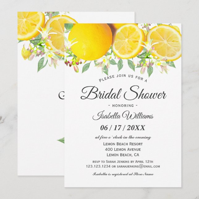 Invitación moderna de ducha de novias en verano de (Anverso / Reverso)