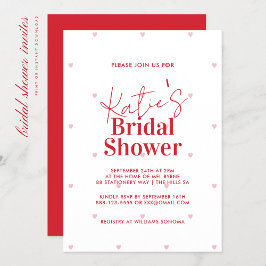 Invitación moderna de ducha de novias rojas y rosa