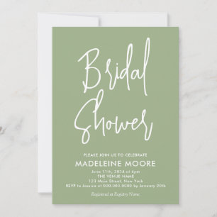 Invitación moderna de ducha de novias verde de sal