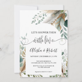 Invitación moderna de ducha de parejas botánicas