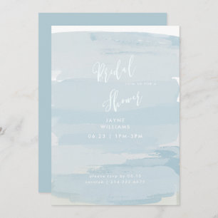 Invitación moderna de ducha nupcial azul y blanca