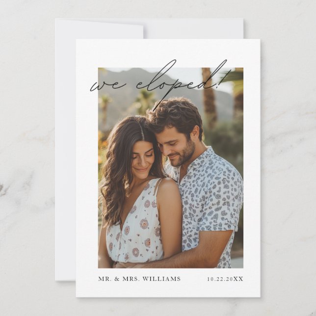 Invitación moderna de Eloping | "Nosotros eludimos (Anverso)