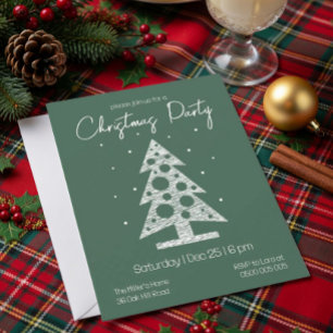 Invitación moderna de fiesta de Navidad en verde y
