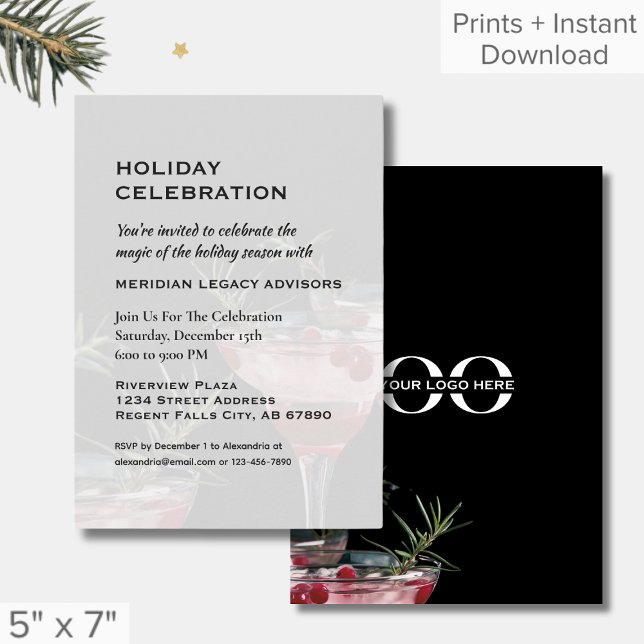 Invitación moderna de fiesta de vacaciones con log (Subido por el creador)