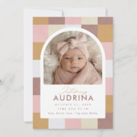 Invitación moderna de foto de nacimiento de patron