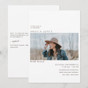 Invitación moderna de foto de novia blanca