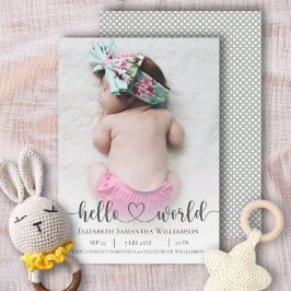 Invitación moderna de fotos de bebés con un guión 