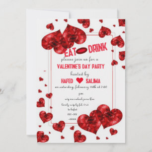 Invitación moderna de Galentine's Day con corazone