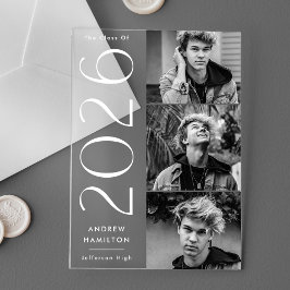 Invitación moderna de graduación acrílica de 3 fot