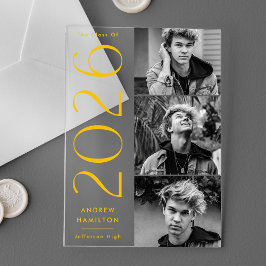 Invitación moderna de graduación acrílica de 3 fot