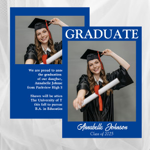 Invitación moderna de graduación azul fotográfica