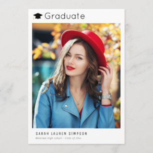 invitación moderna de graduación blanca mínima