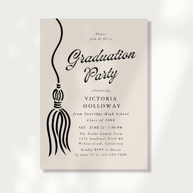 Invitación moderna de graduación con borla de marf (Subido por el creador)